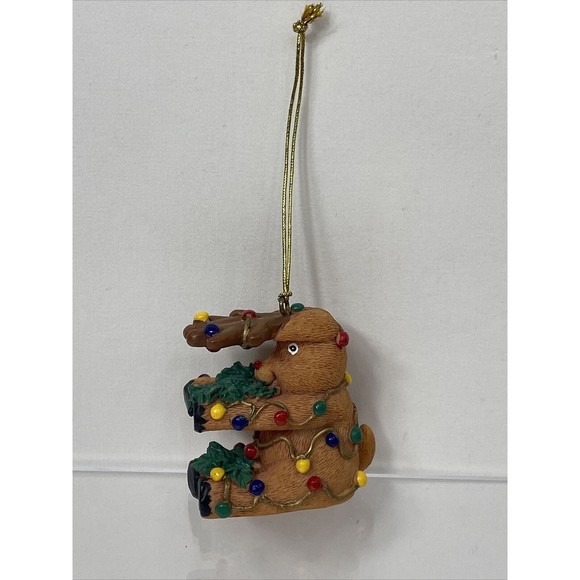 Reindeer Christmas Ornaments Lot Of 4 Silly Pose Animal Red Nosed Resin Decor - Picture 9 of 9